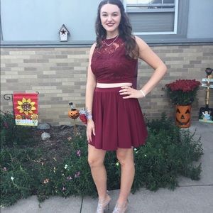 Maroon Two-Piece Homecoming Dress